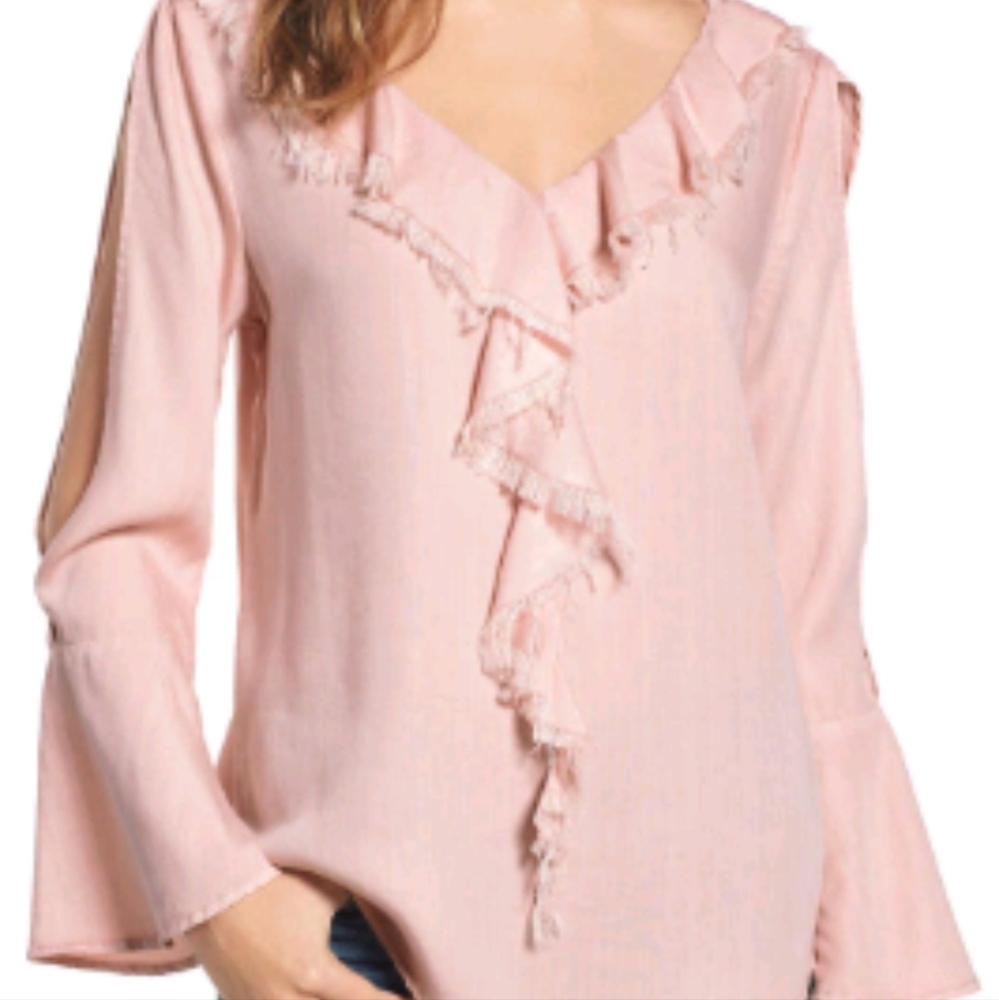 Womens BillyT Split Hem Ruffled Top Size XL